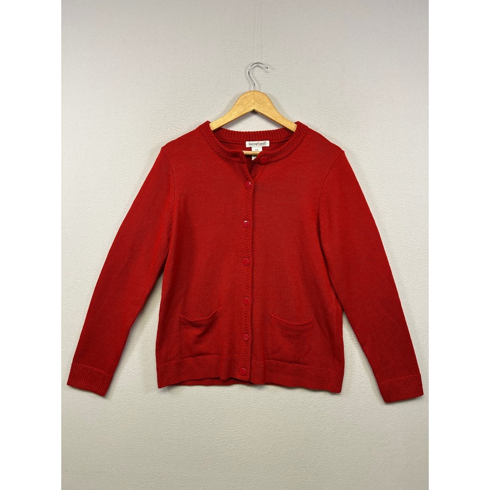 Hasting & Smith Classic Grandmacore Women PXL Red Button Front Cardigan Sweater